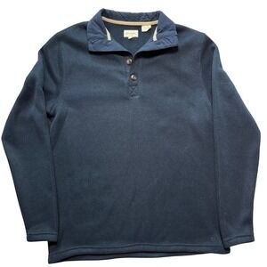 Stetson Mens Navy Blue Quarter Button Mock Neck Sweater Western Yoke Medium